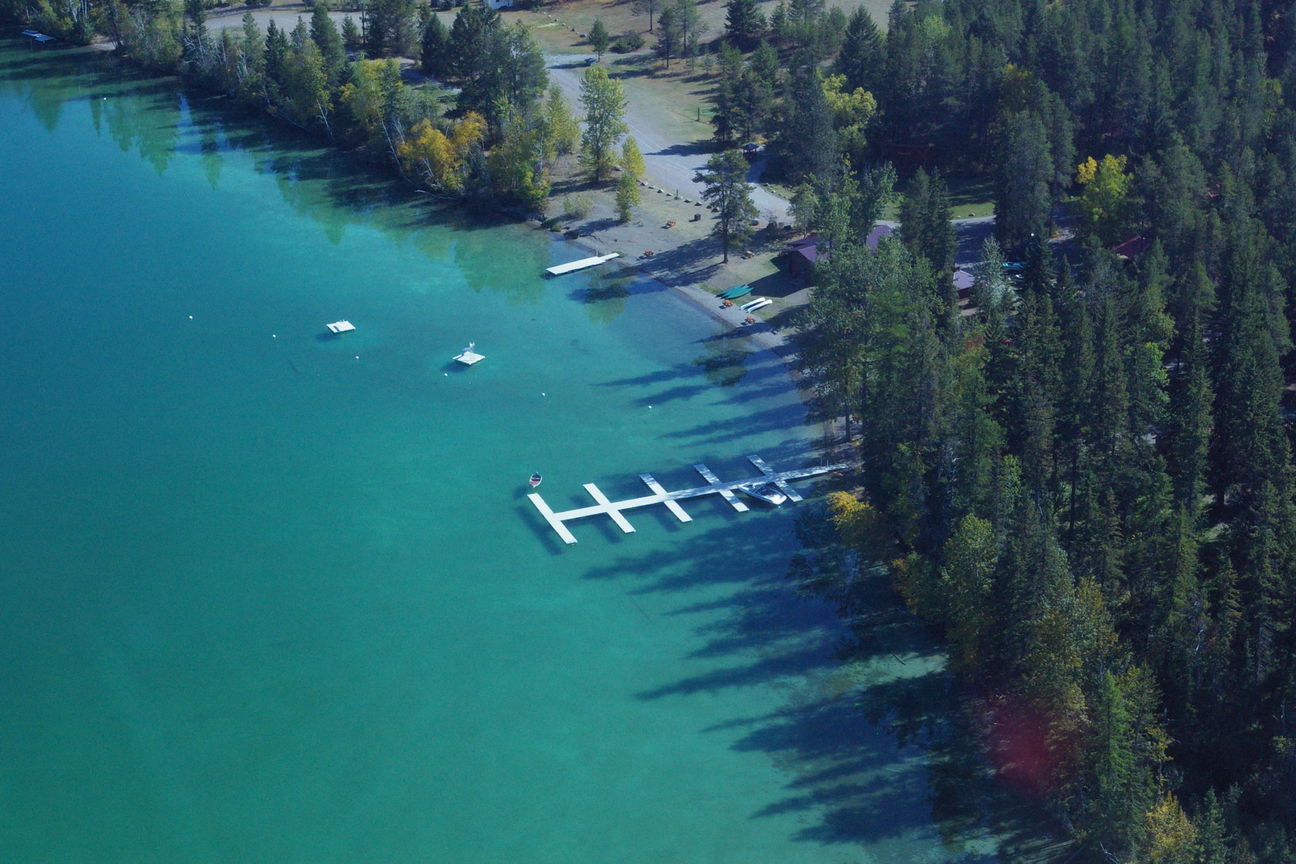 Lake Five Aerial of beach and docks